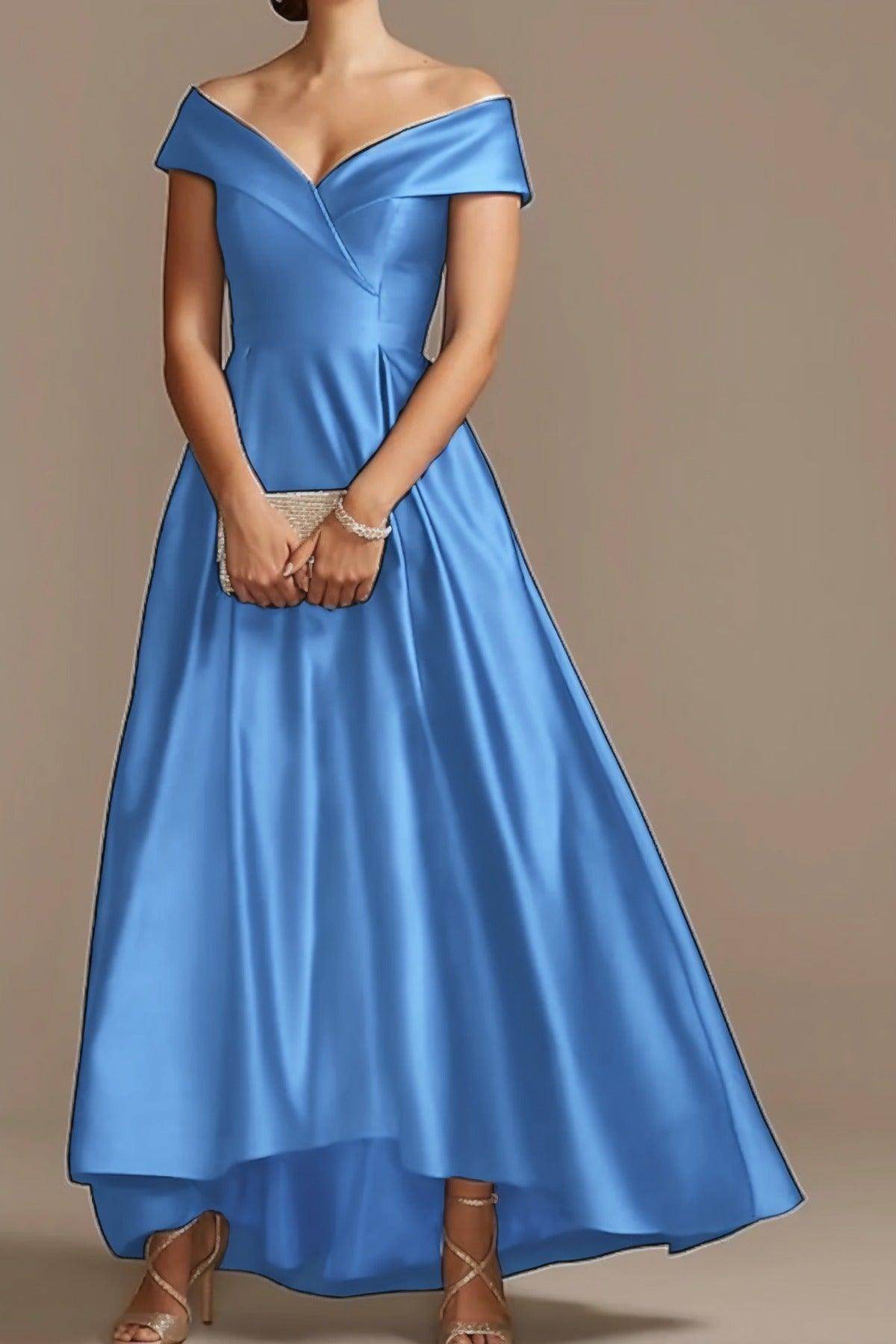 High Low Ankle Length Satin Mother Dress CM0078 - COCOMELODY