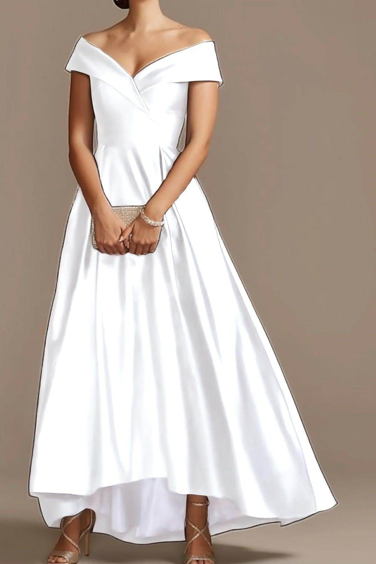 High Low Ankle Length Satin Mother Dress CM0078 - COCOMELODY