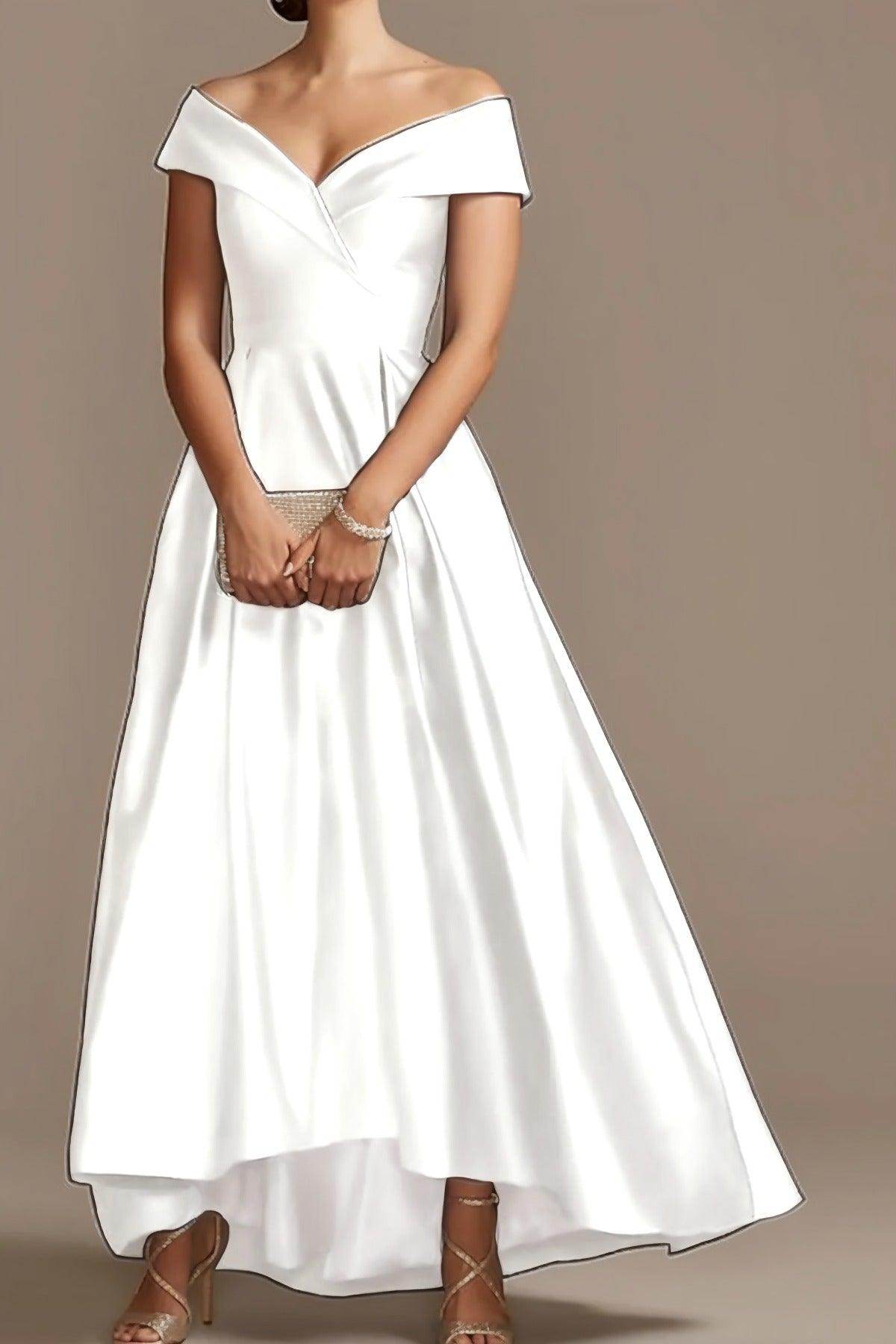 High Low Ankle Length Satin Mother Dress CM0078 - COCOMELODY