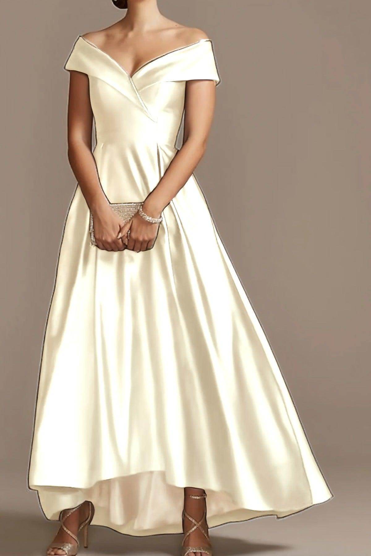 High Low Ankle Length Satin Mother Dress CM0078 - COCOMELODY