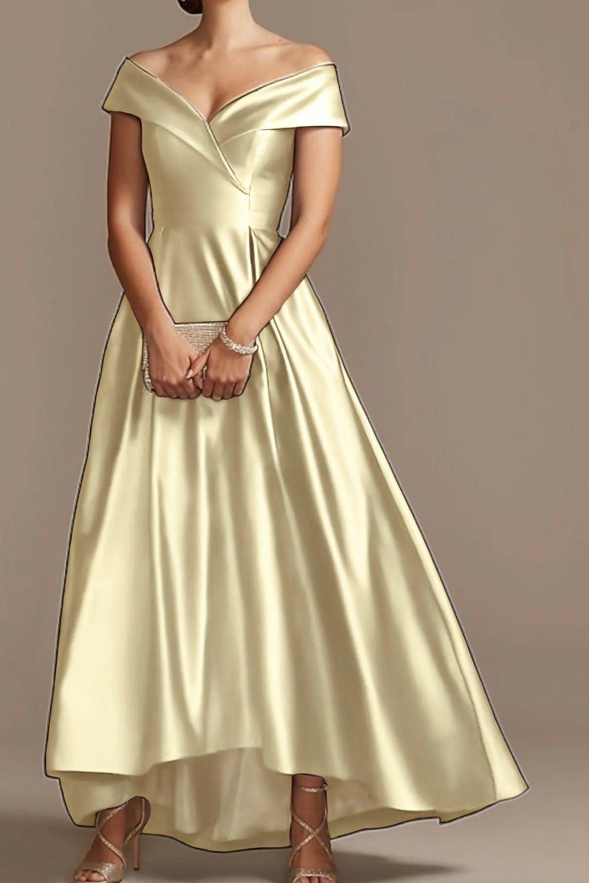 High Low Ankle Length Satin Mother Dress CM0078 - COCOMELODY