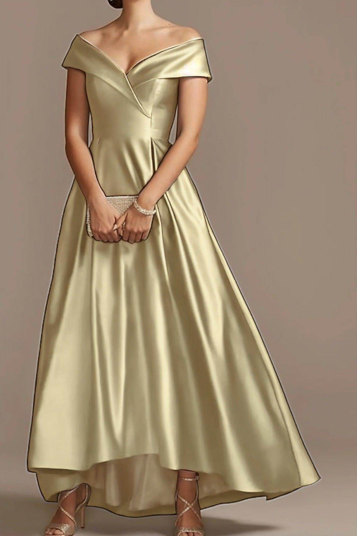 High Low Ankle Length Satin Mother Dress CM0078 - COCOMELODY