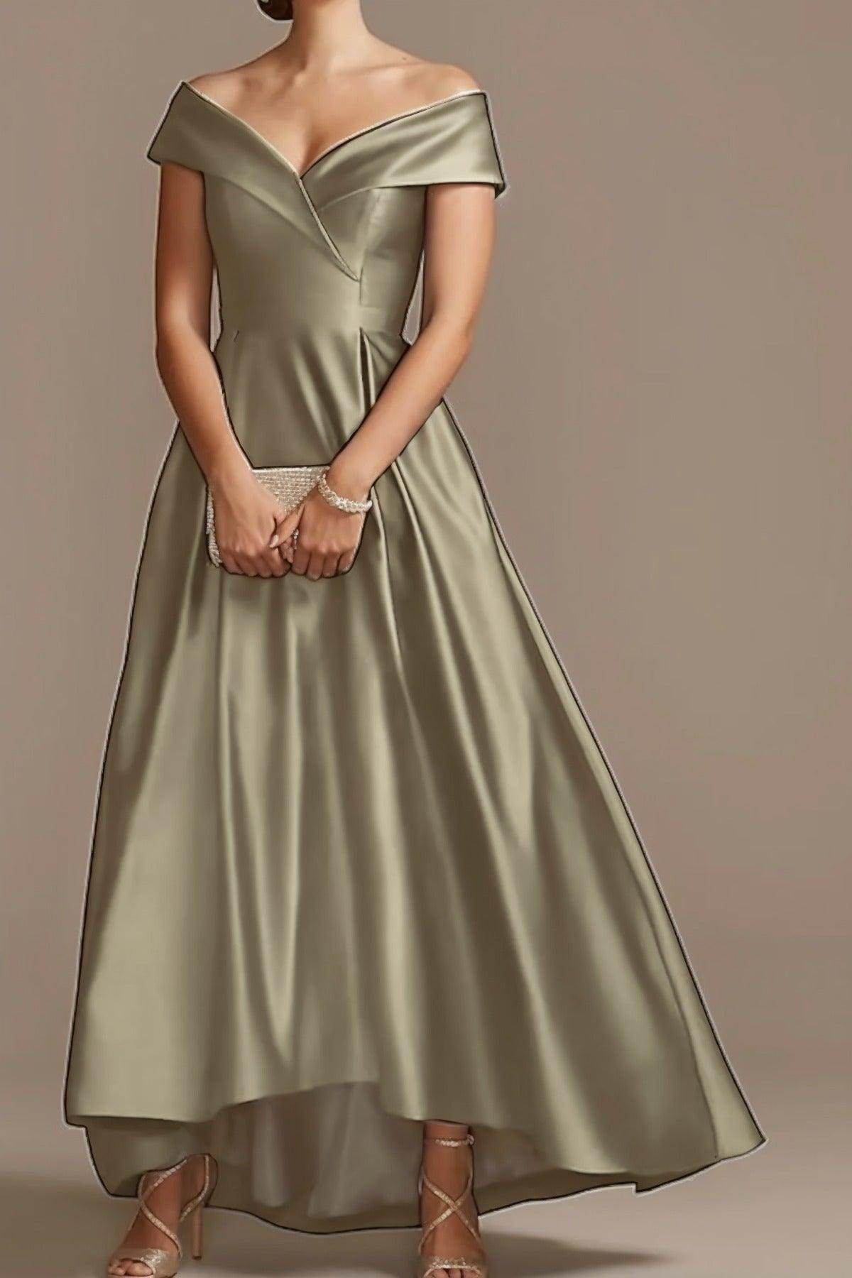 High Low Ankle Length Satin Mother Dress CM0078 - COCOMELODY