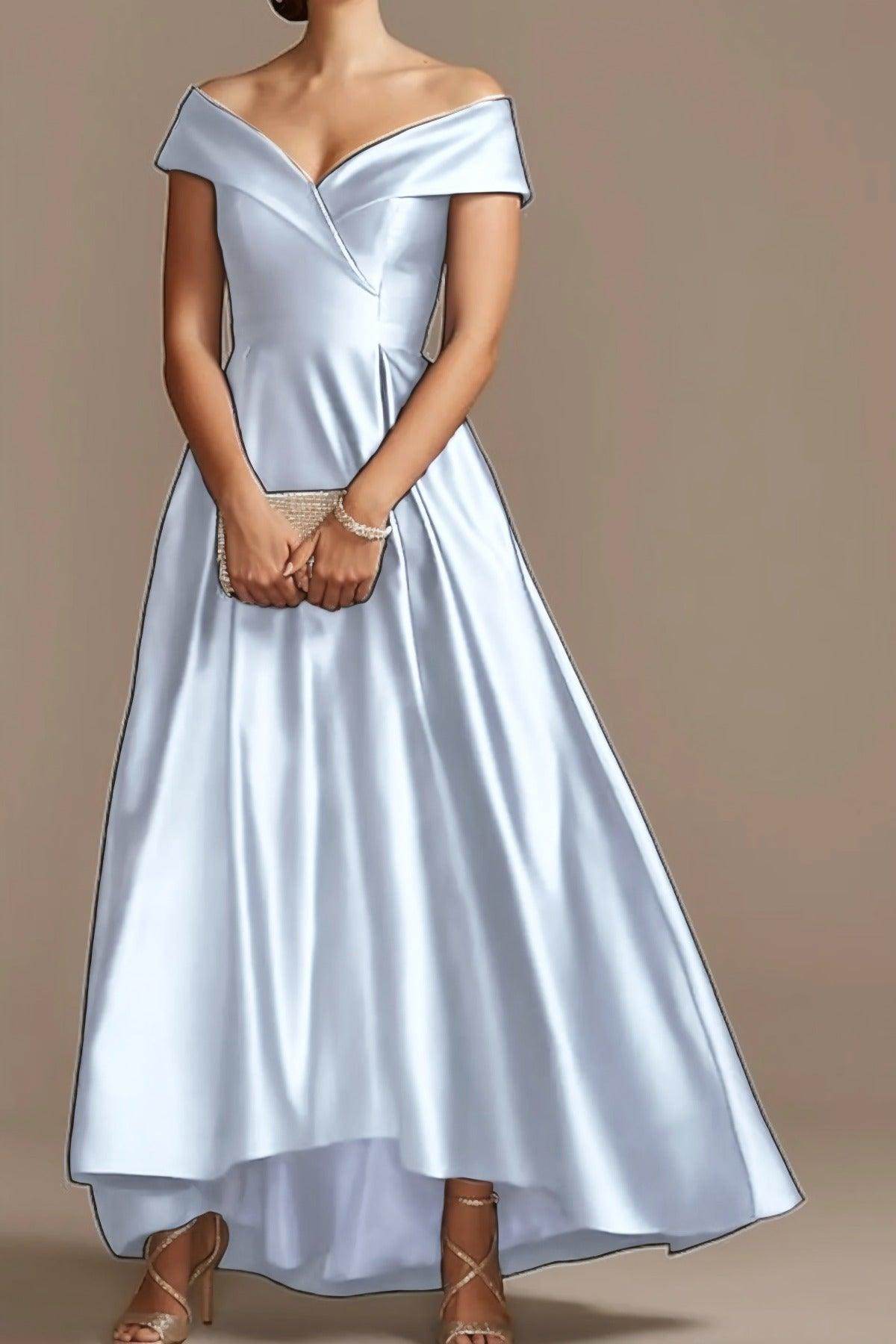 High Low Ankle Length Satin Mother Dress CM0078 - COCOMELODY