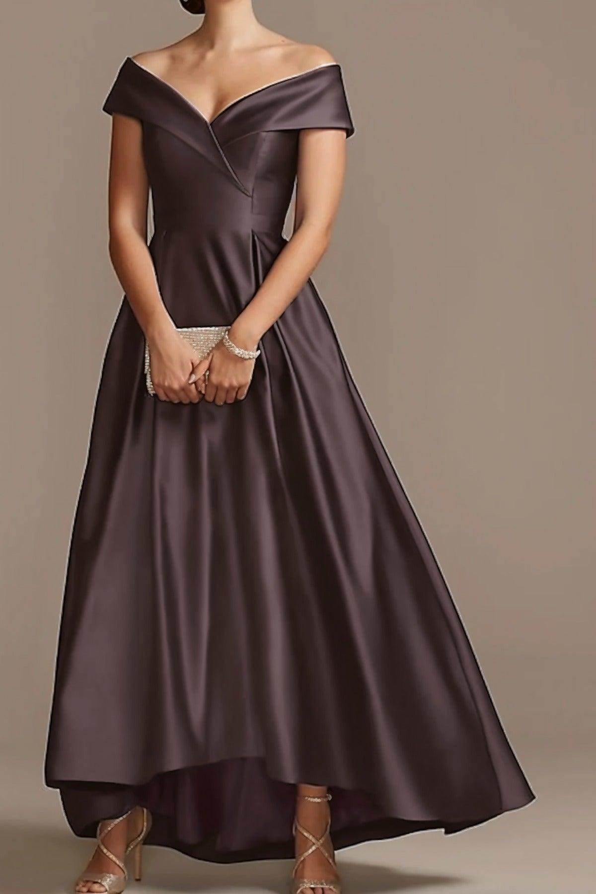 High Low Ankle Length Satin Mother Dress CM0078 - COCOMELODY