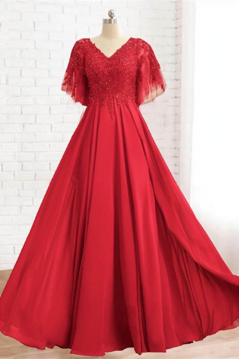 A-Line Floor Length Chiffon Mother Dress CM0079 - COCOMELODY