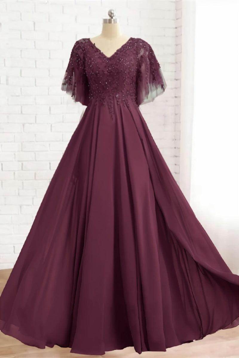 A-Line Floor Length Chiffon Mother Dress CM0079 - COCOMELODY
