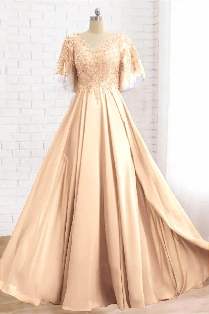 A-Line Floor Length Chiffon Mother Dress CM0079 - COCOMELODY