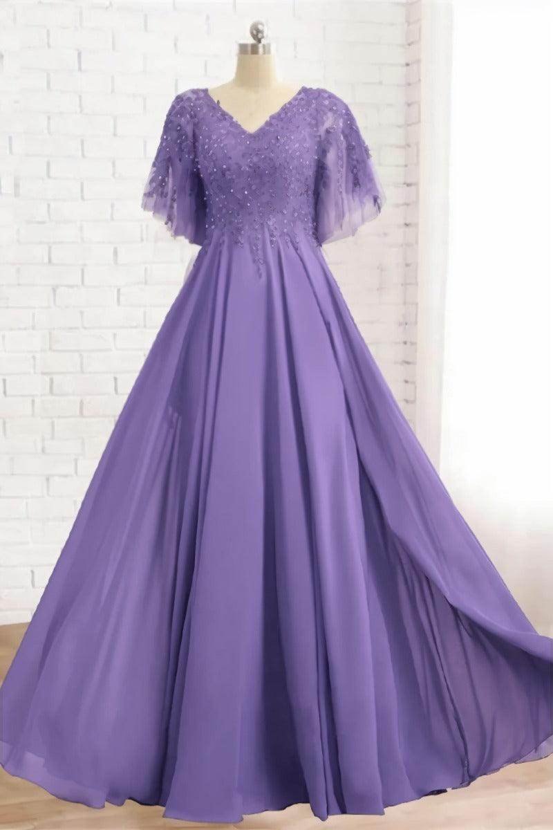 A-Line Floor Length Chiffon Mother Dress CM0079 - COCOMELODY