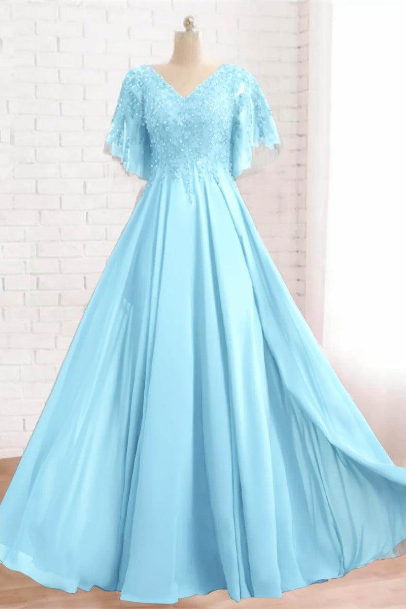 A-Line Floor Length Chiffon Mother Dress CM0079 - COCOMELODY