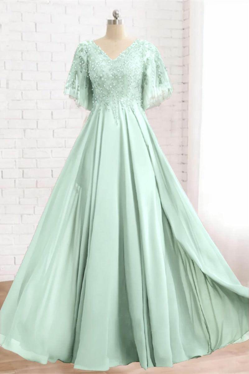 A-Line Floor Length Chiffon Mother Dress CM0079 - COCOMELODY