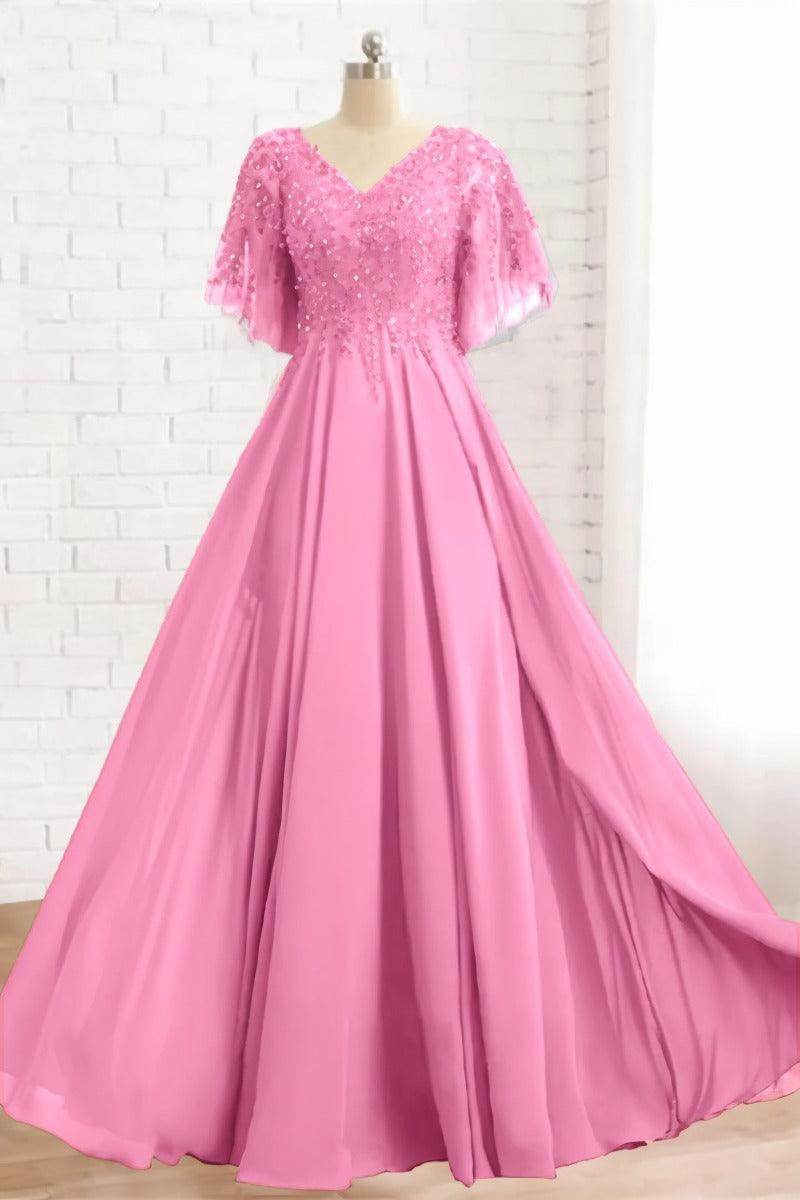 A-Line Floor Length Chiffon Mother Dress CM0079 - COCOMELODY