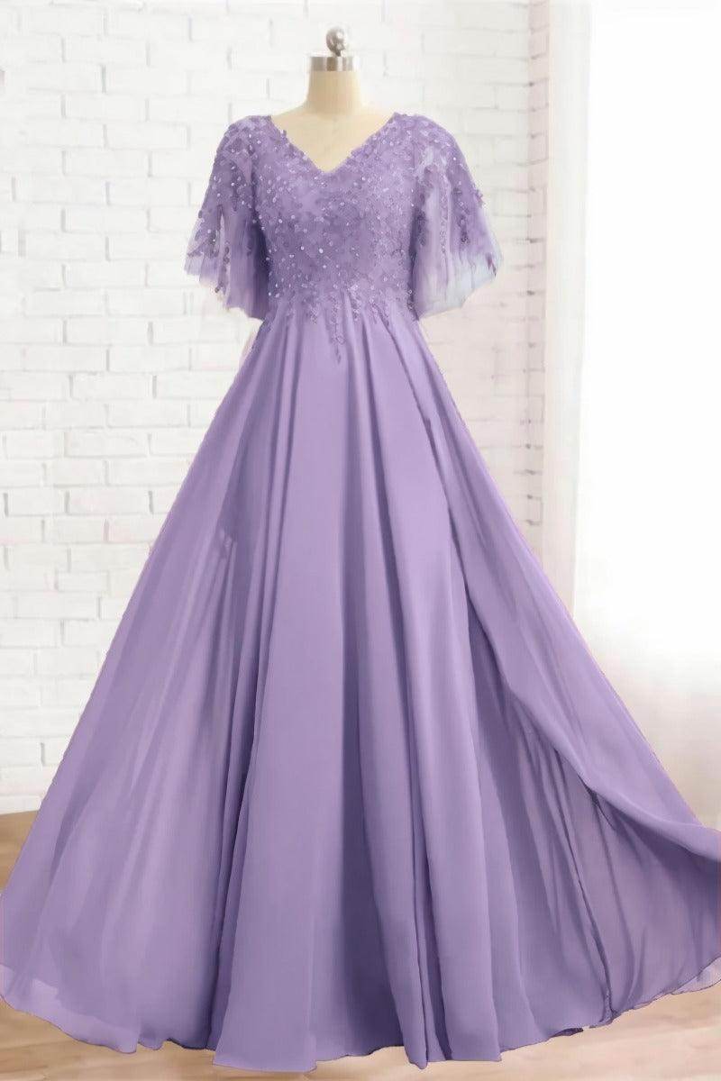 A-Line Floor Length Chiffon Mother Dress CM0079 - COCOMELODY