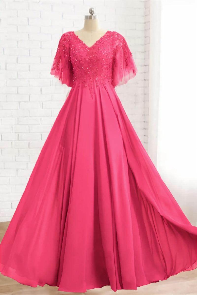 A-Line Floor Length Chiffon Mother Dress CM0079 - COCOMELODY