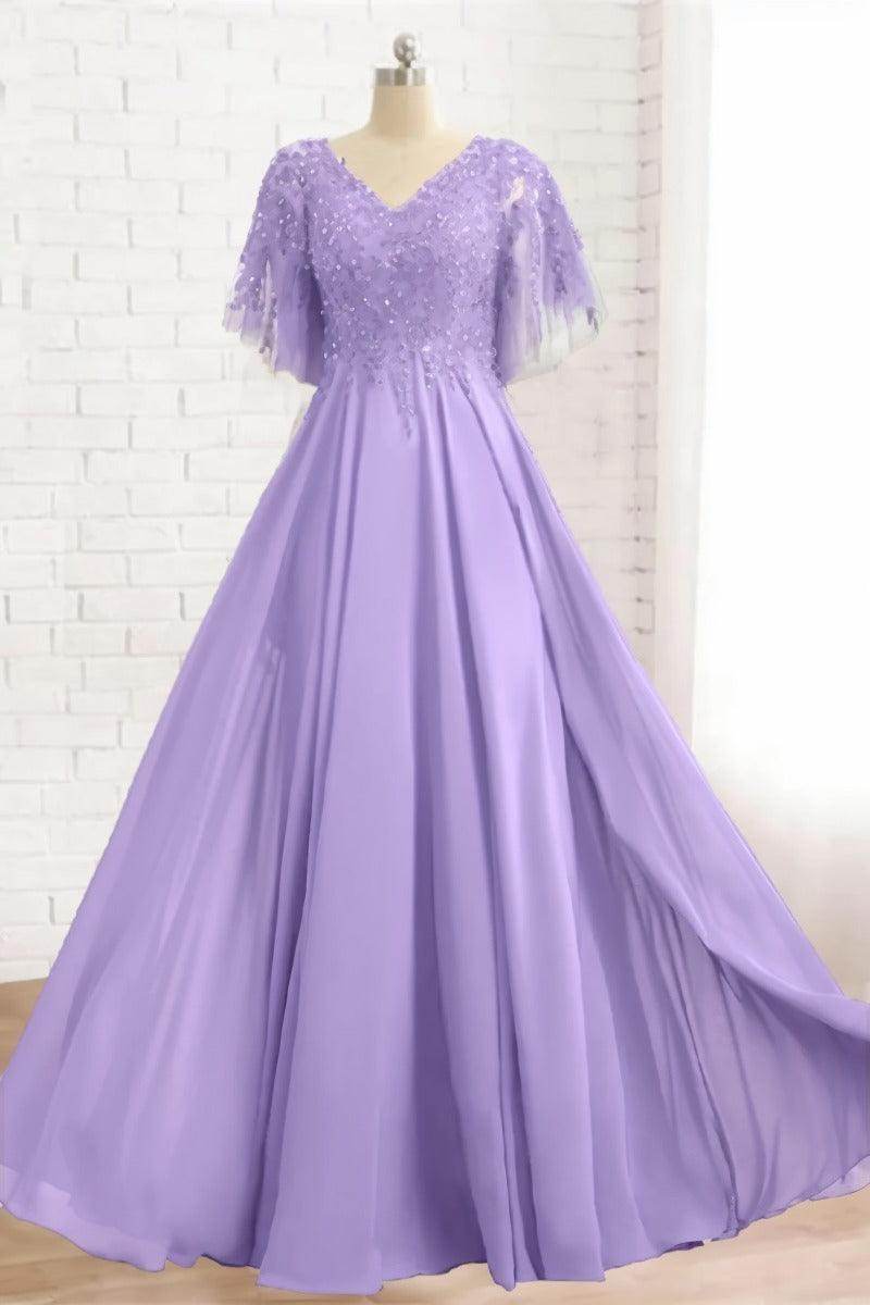 A-Line Floor Length Chiffon Mother Dress CM0079 - COCOMELODY
