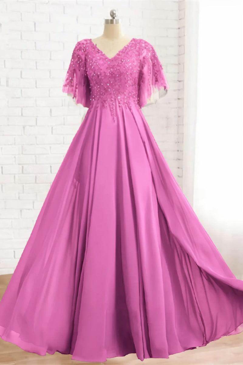 A-Line Floor Length Chiffon Mother Dress CM0079 - COCOMELODY