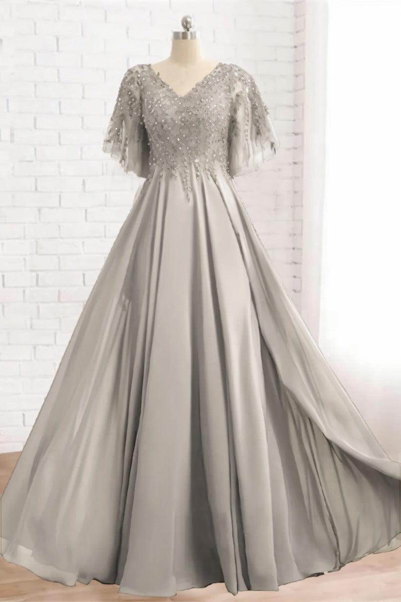 A-Line Floor Length Chiffon Mother Dress CM0079 - COCOMELODY