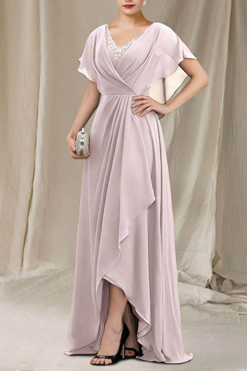 A-Line Sweep-Brush Train Chiffon Mother Dress CM0080 - COCOMELODY
