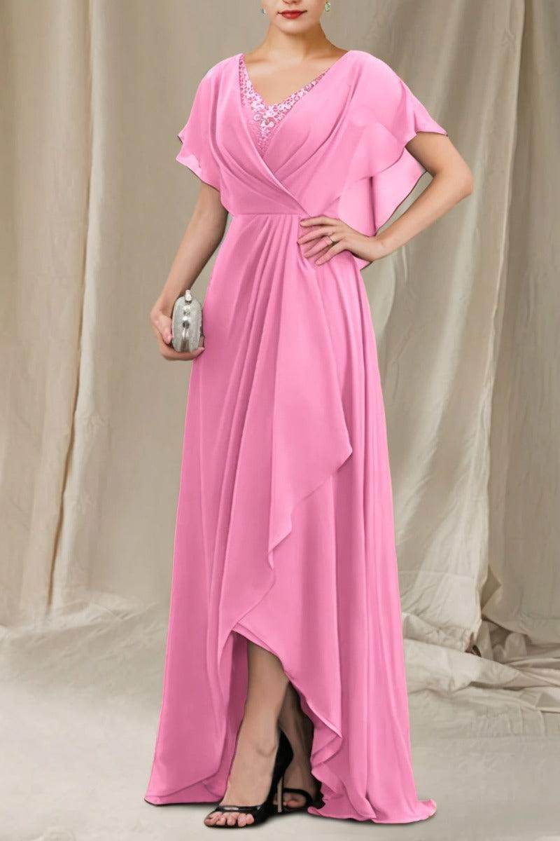 A-Line Sweep-Brush Train Chiffon Mother Dress CM0080 - COCOMELODY