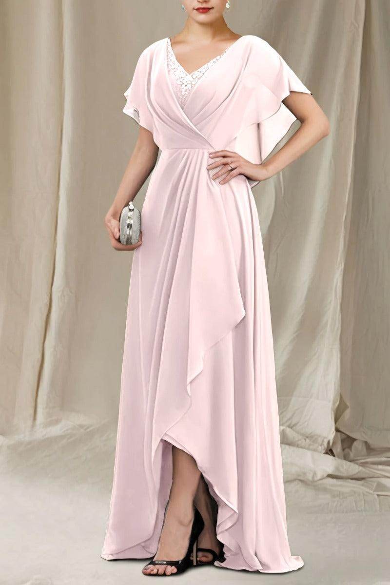 A-Line Sweep-Brush Train Chiffon Mother Dress CM0080 - COCOMELODY