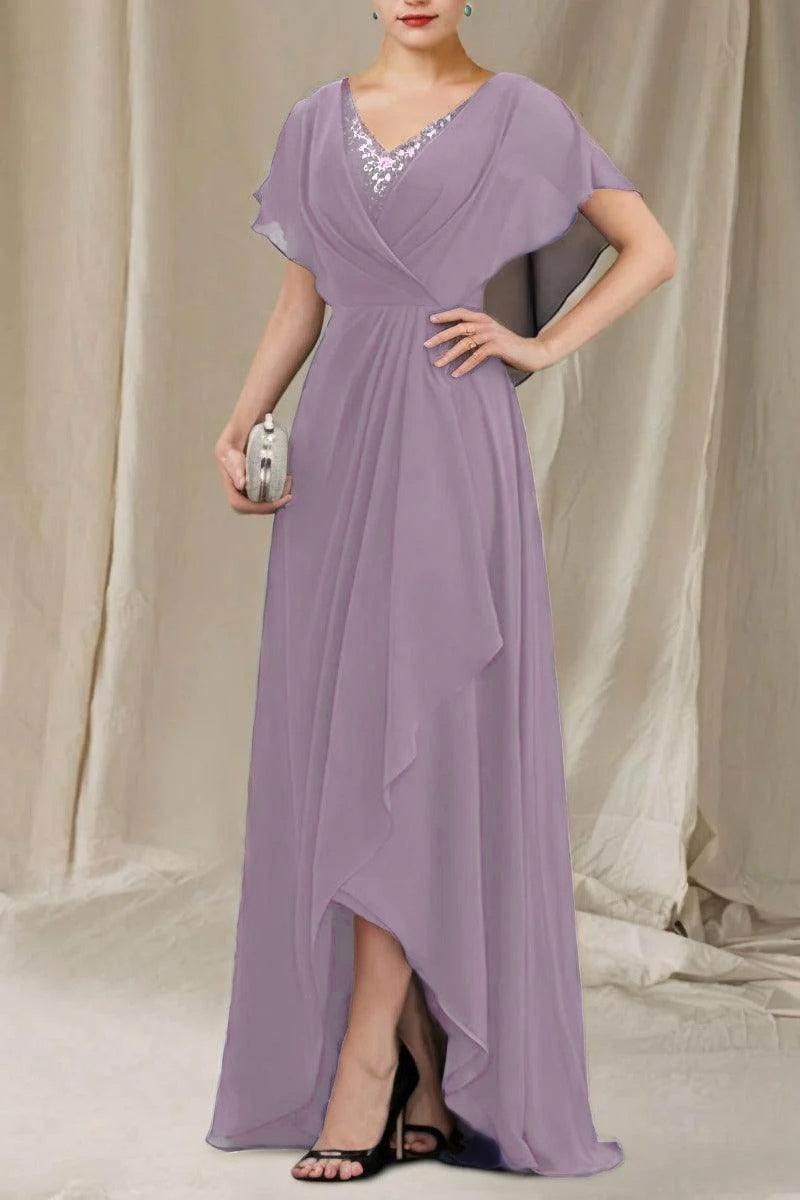 A-Line Sweep-Brush Train Chiffon Mother Dress CM0080 - COCOMELODY