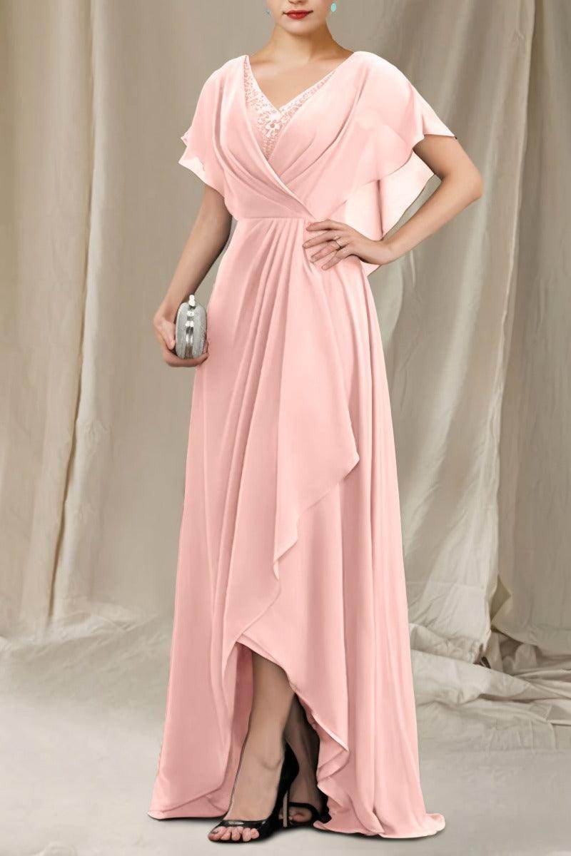 A-Line Sweep-Brush Train Chiffon Mother Dress CM0080 - COCOMELODY