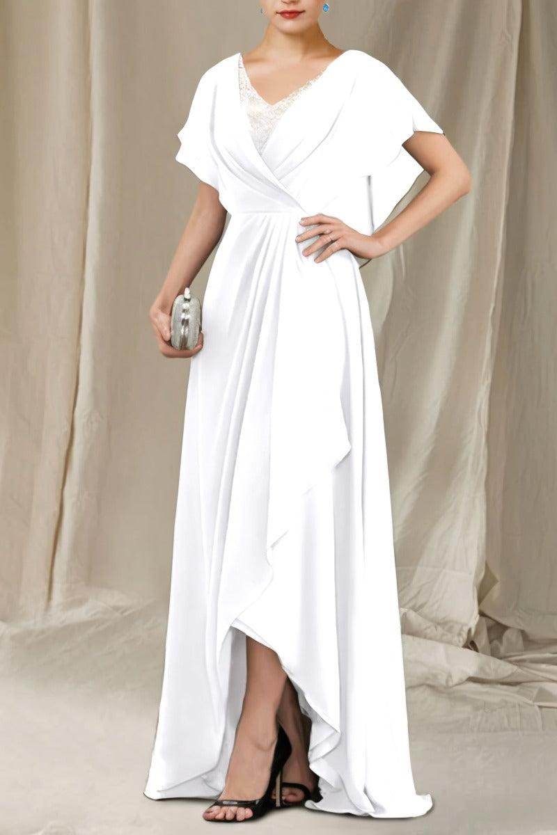 A-Line Sweep-Brush Train Chiffon Mother Dress CM0080 - COCOMELODY
