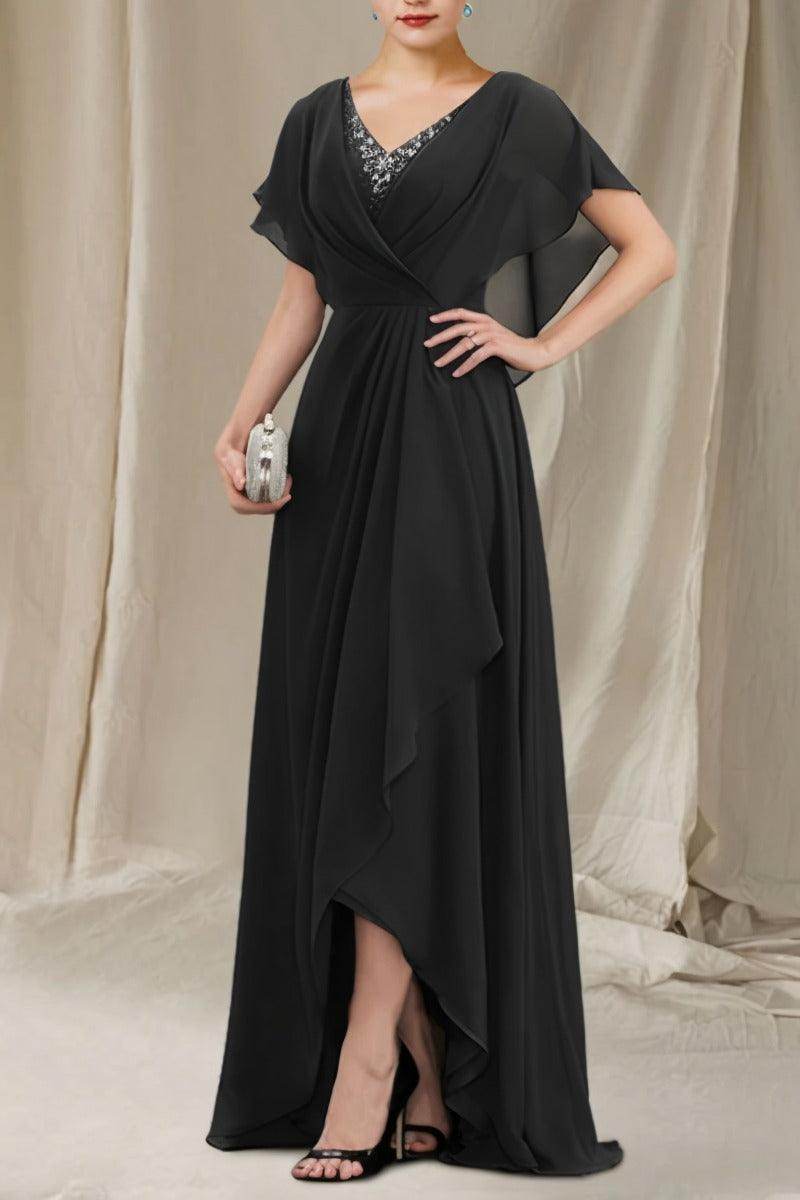 A-Line Sweep-Brush Train Chiffon Mother Dress CM0080 - COCOMELODY