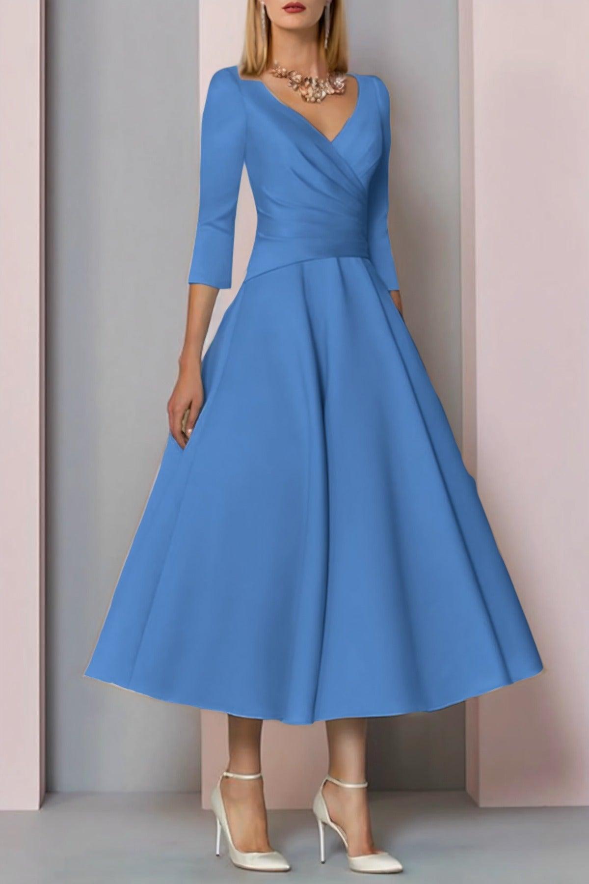 A-Line Tea Length Satin Mother Dress CM0081