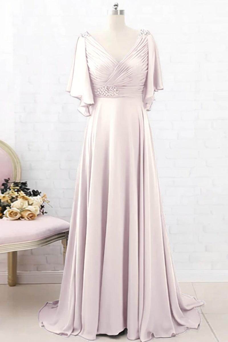 A-Line Sweep-Brush Train Chiffon Mother Dress CM0082 - COCOMELODY