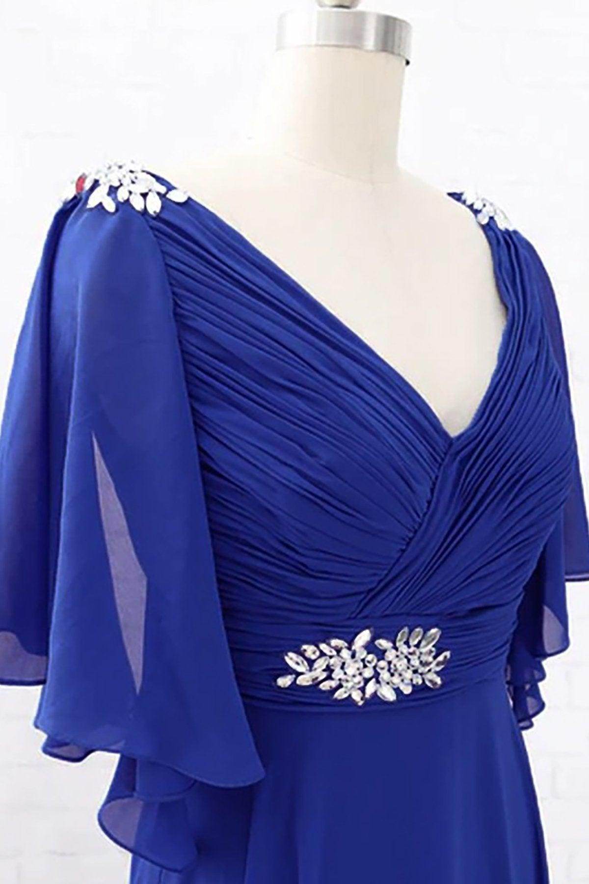 A-Line Sweep-Brush Train Chiffon Mother Dress CM0082 - COCOMELODY