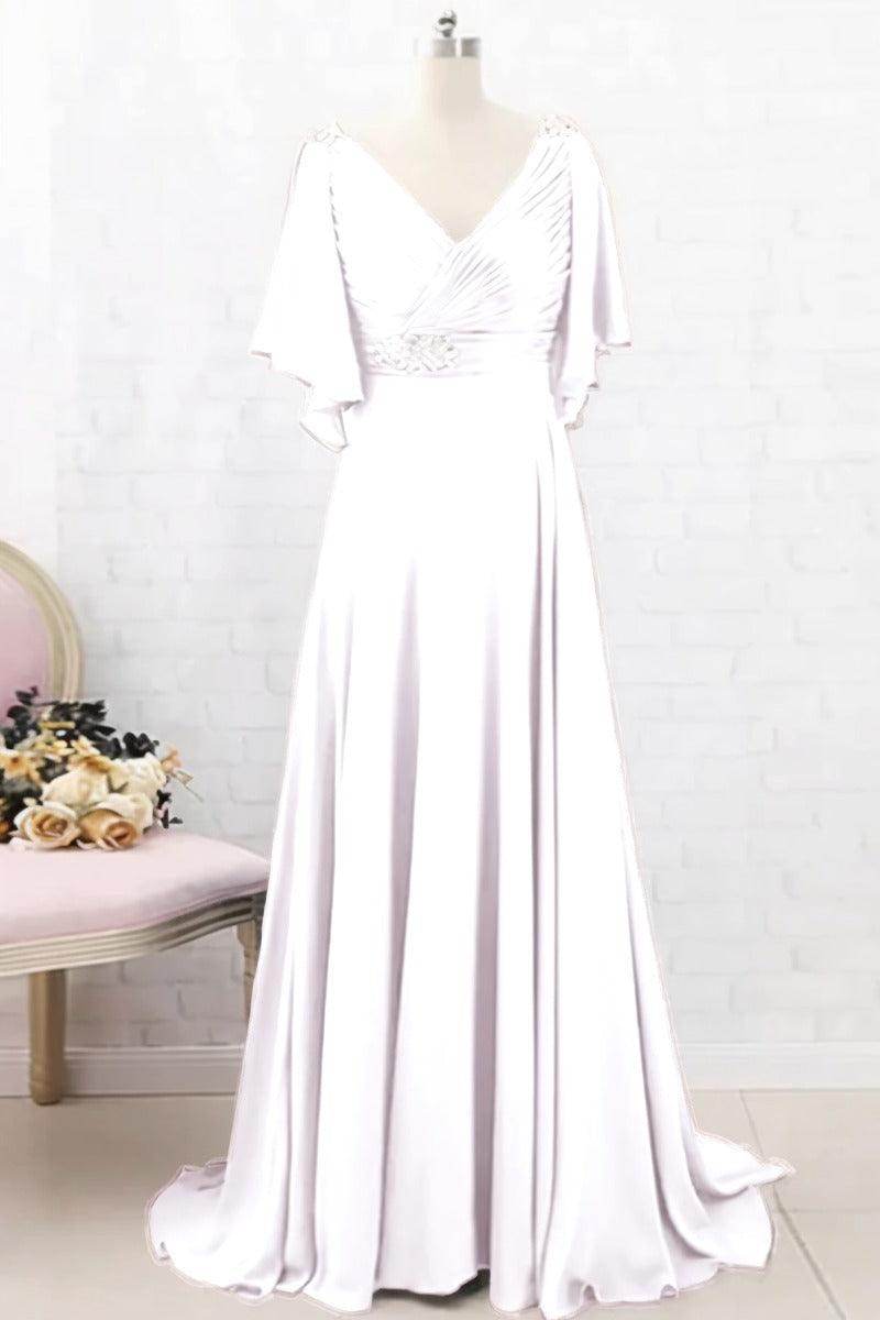 A-Line Sweep-Brush Train Chiffon Mother Dress CM0082 - COCOMELODY