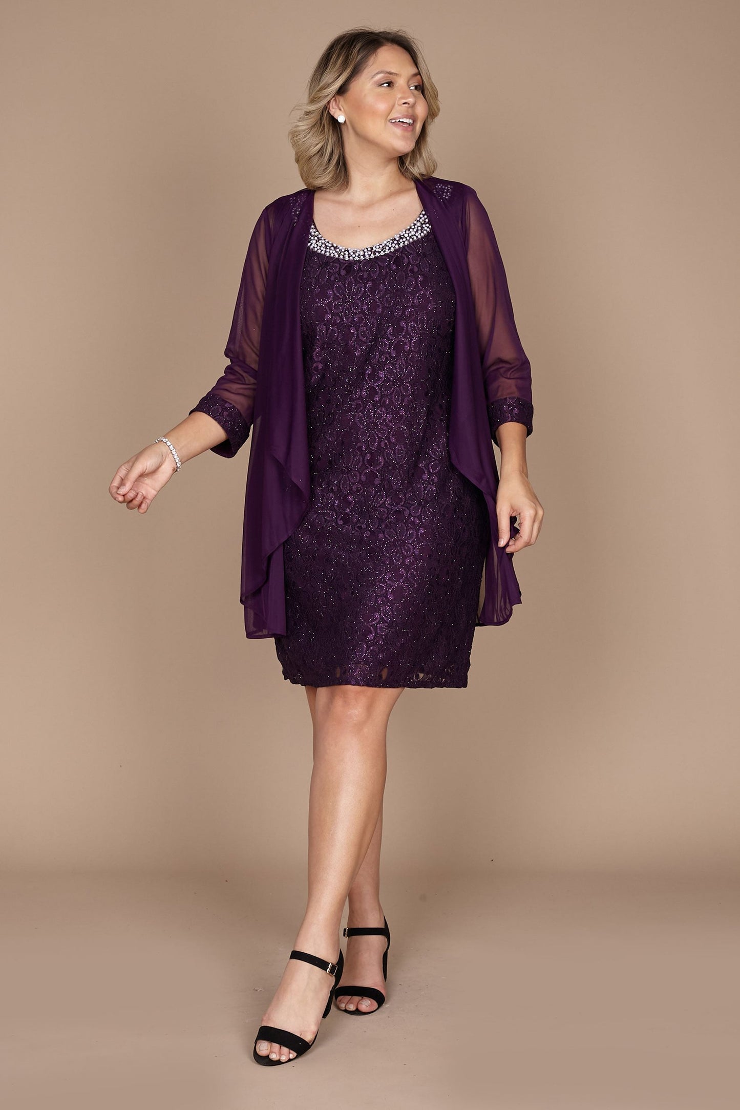 Sheath-Column Short-Mini Chiffon Lace Dress CM0109