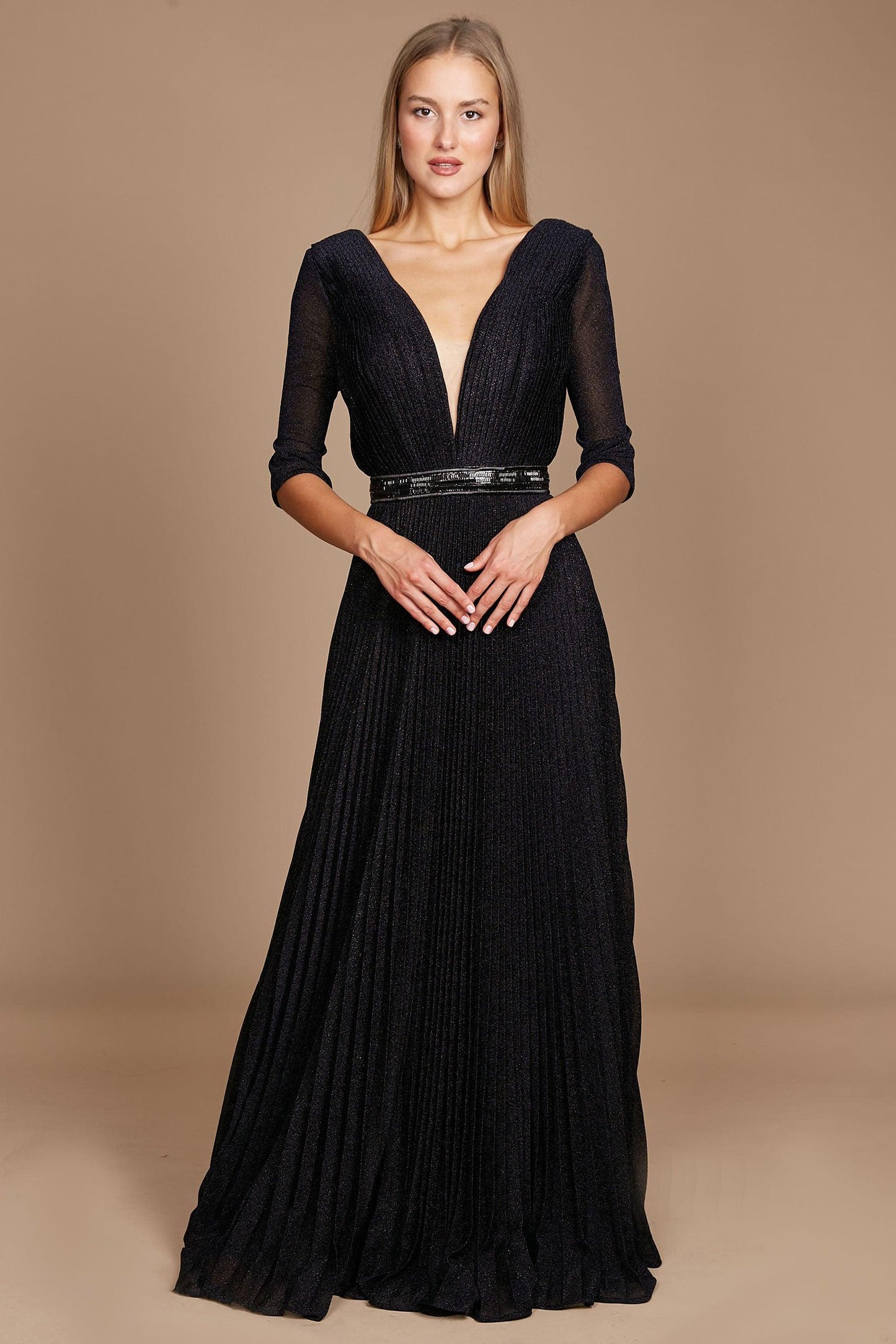 A-Line Floor Length Crushed Material Dress CM0138