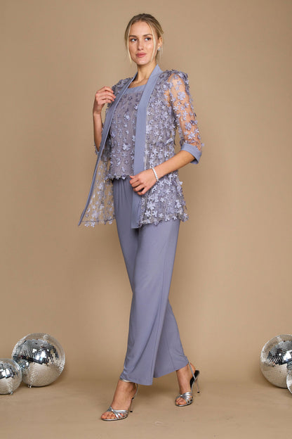 Three-Piece Floor Length Chiffon Lace Dress CM0148