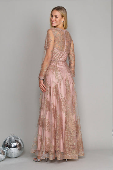 A-Line Floor Length Lace Tulle Dress CM0149