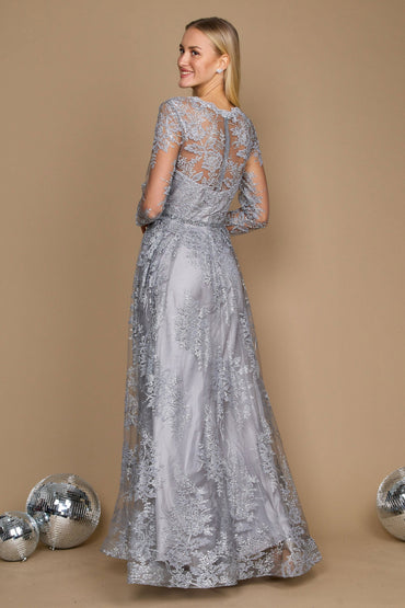 A-Line Floor Length Lace Tulle Dress CM0150
