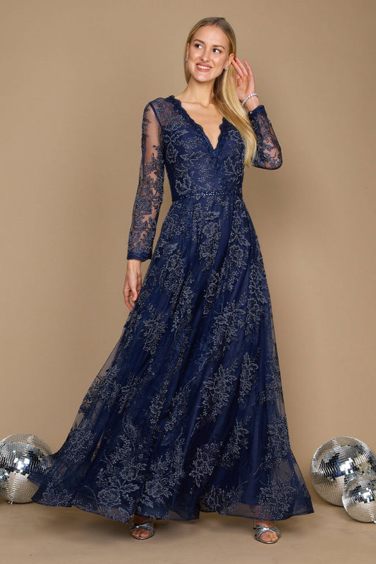 A-Line Floor Length Lace Tulle Dress CM0151