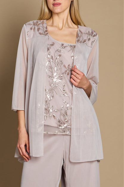 Three-Piece Floor Length Lace Chiffon Dress CM0153