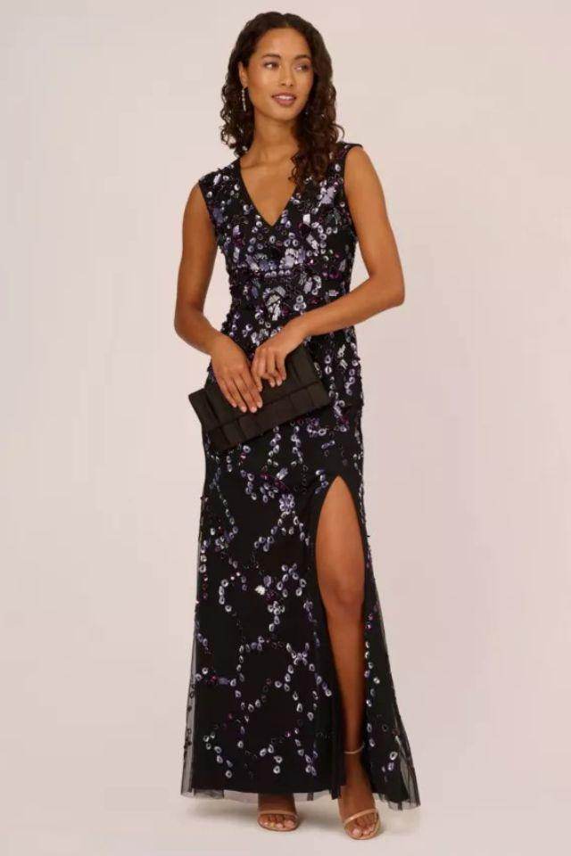 A-Line Floor Length Beaded Black Mother of the Bride Dress COCOMELODY CM0197 A-Line Floor Length Beaded Black Mother of the Bride Dress COCOMELODY CM0197