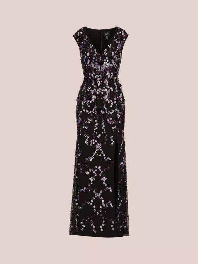 A-Line Floor Length Beaded Mother Dress CM0197 - COCOMELODY