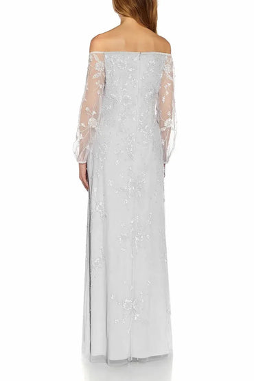 A-Line Maxi Beaded Mesh Mother Dress CM0209