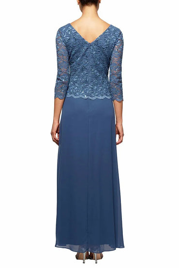 A-Line Maxi Lace Chiffon Mother Dress CM0215