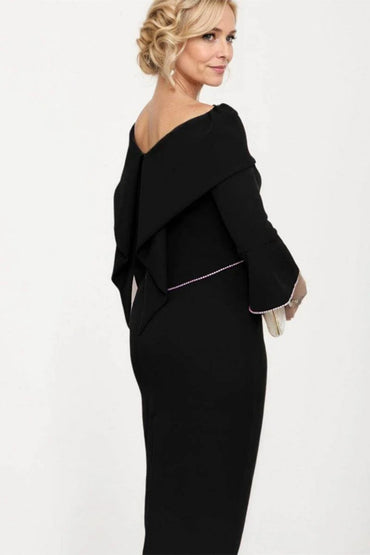 Sheath-Column Midi Elastic Cloth Mother Dress CM0224 - Black - COCOMELODY