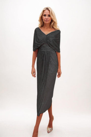 A-line Midi Sequined Mother Dress CM0225 - Black - COCOMELODY