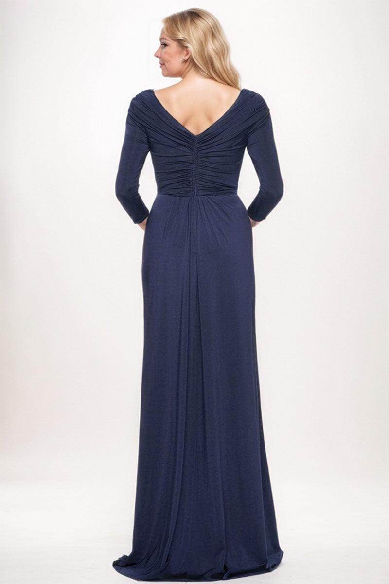 A-line Maxi Knitted Fabric Mother Dress CM0231 - COCOMELODY