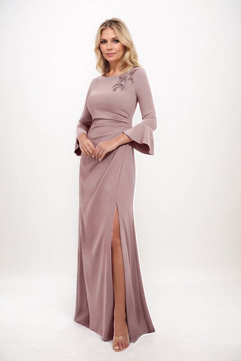 A-line Maxi Stretch Crepe Mother Dress CM0232 - COCOMELODY