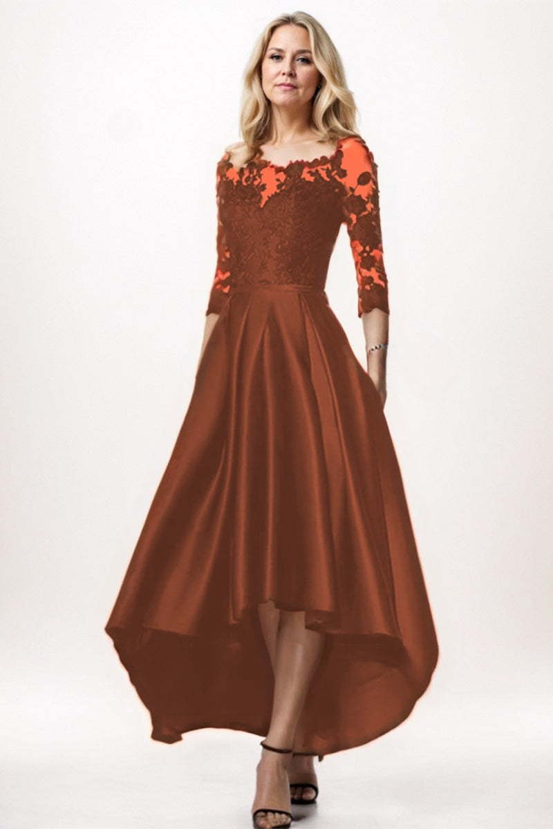 A-Line High-Low Satin Mother Dress CM0244