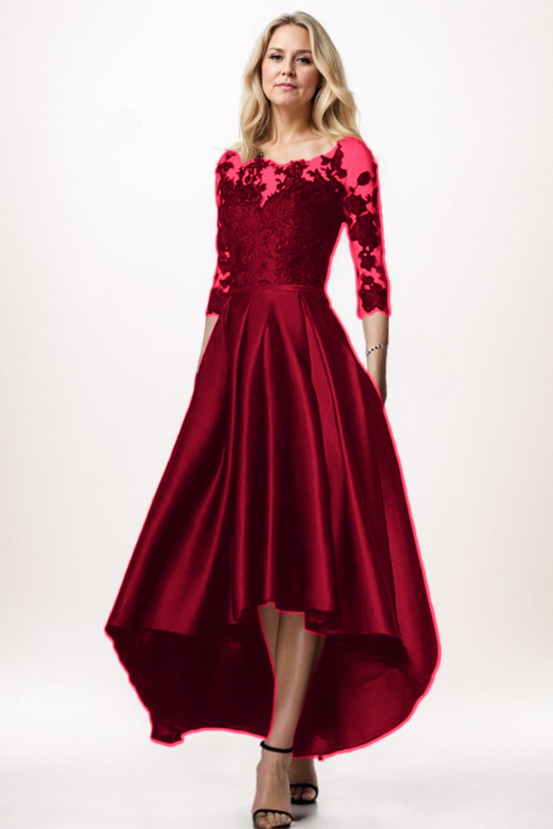 A-Line High-Low Satin Mother Dress CM0244