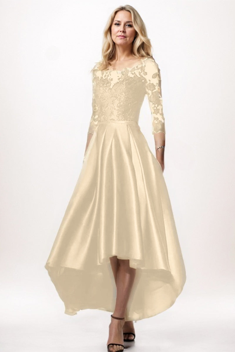 A-Line High-Low Satin Mother Dress CM0244